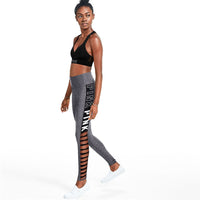 Legging D'entraînement Lettre Imprimer évider Taille Haute Élastique Sportswear