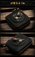 Portefeuille cuir de Requin véritable+Dragon 3D fait à la main Unisexe,porte-cartes rétro