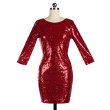 Robe Sequin Sexy Dos Nu Femmes À Manches Longues Flapper Fesses Serrées