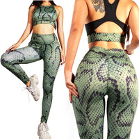 Femmes Serpent Imprimer Survêtement Casual Sexy Slim Fitness