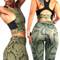 Femmes Serpent Imprimer Survêtement Casual Sexy Slim Fitness