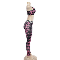 Costume de sports femmes yoga soutien-gorge de course+pantalons imprimés