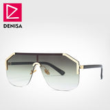 DENISA Bleu Lunettes De Soleil Surdimensionnées Sans Monture Unisexe Nouveauté 2019 UV400